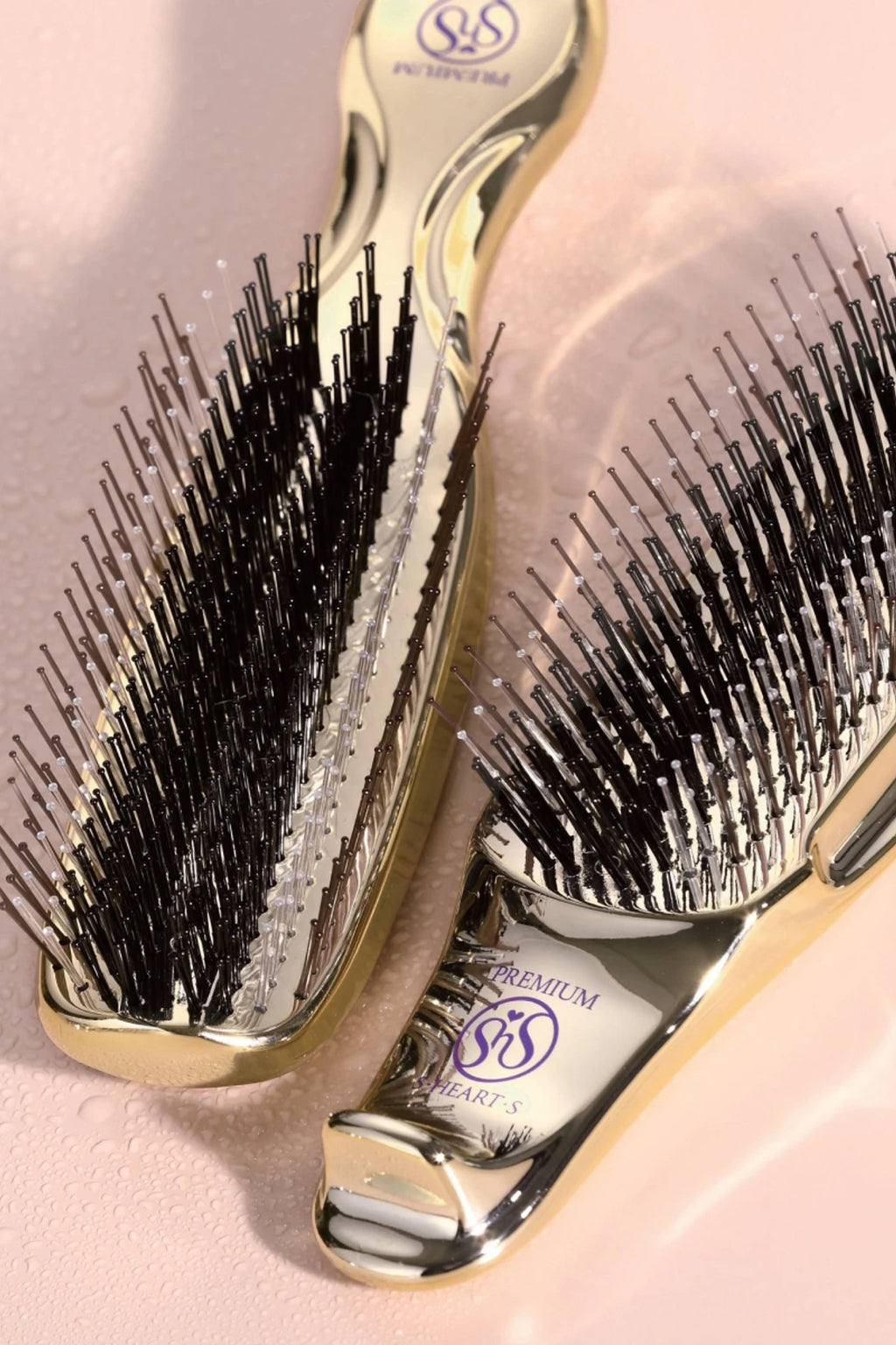 S-HEART-S SCALP BRUSH WORLD PREMIUM LONG GOLD + TUBE STAND